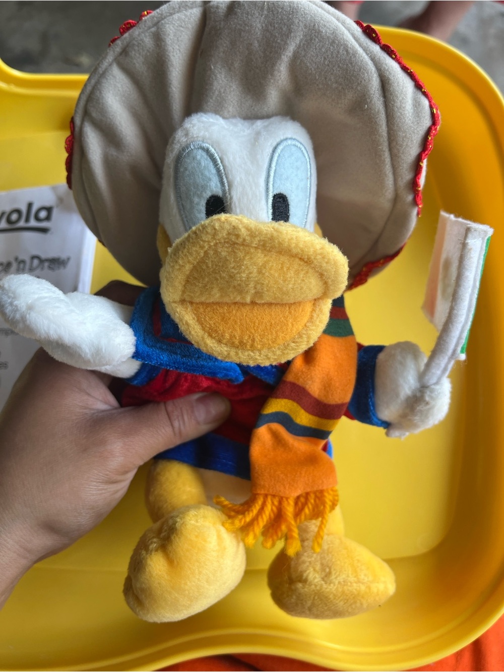 Donald Duck Plush in Festive Outfit - Yellow, Orange, Blue